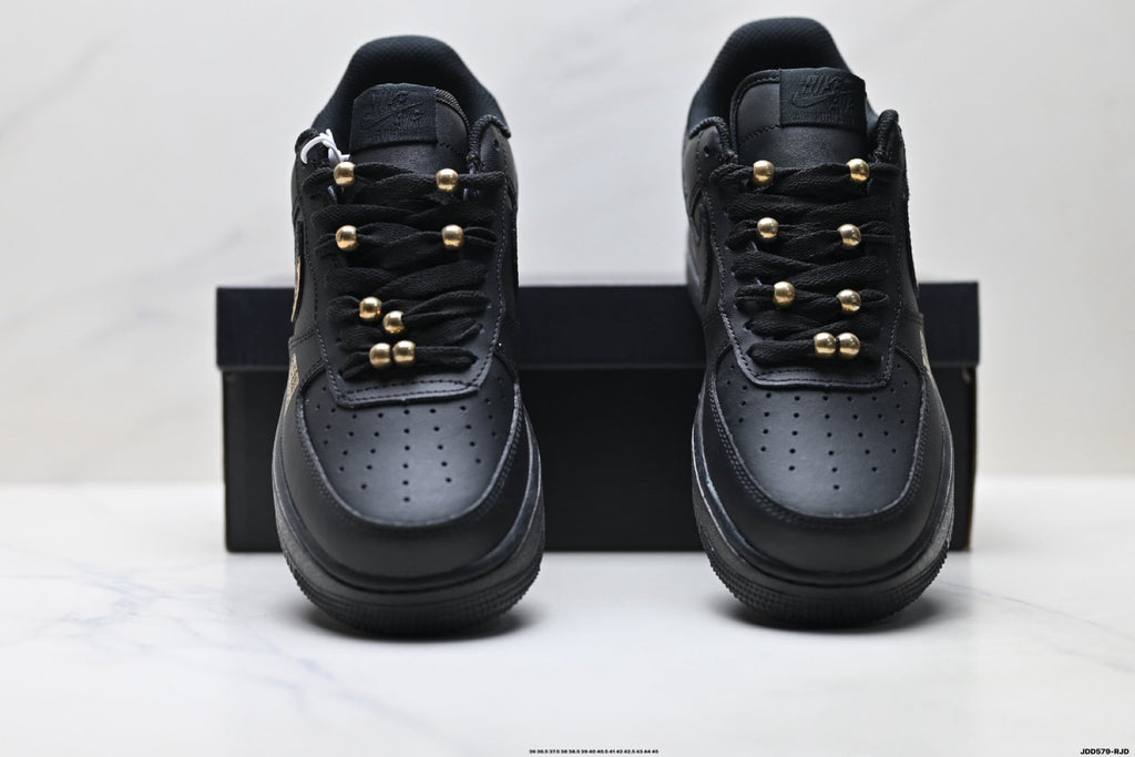 Nike Air Force 1 Low Black Gold Graphic Unisex Sneakers Style 14